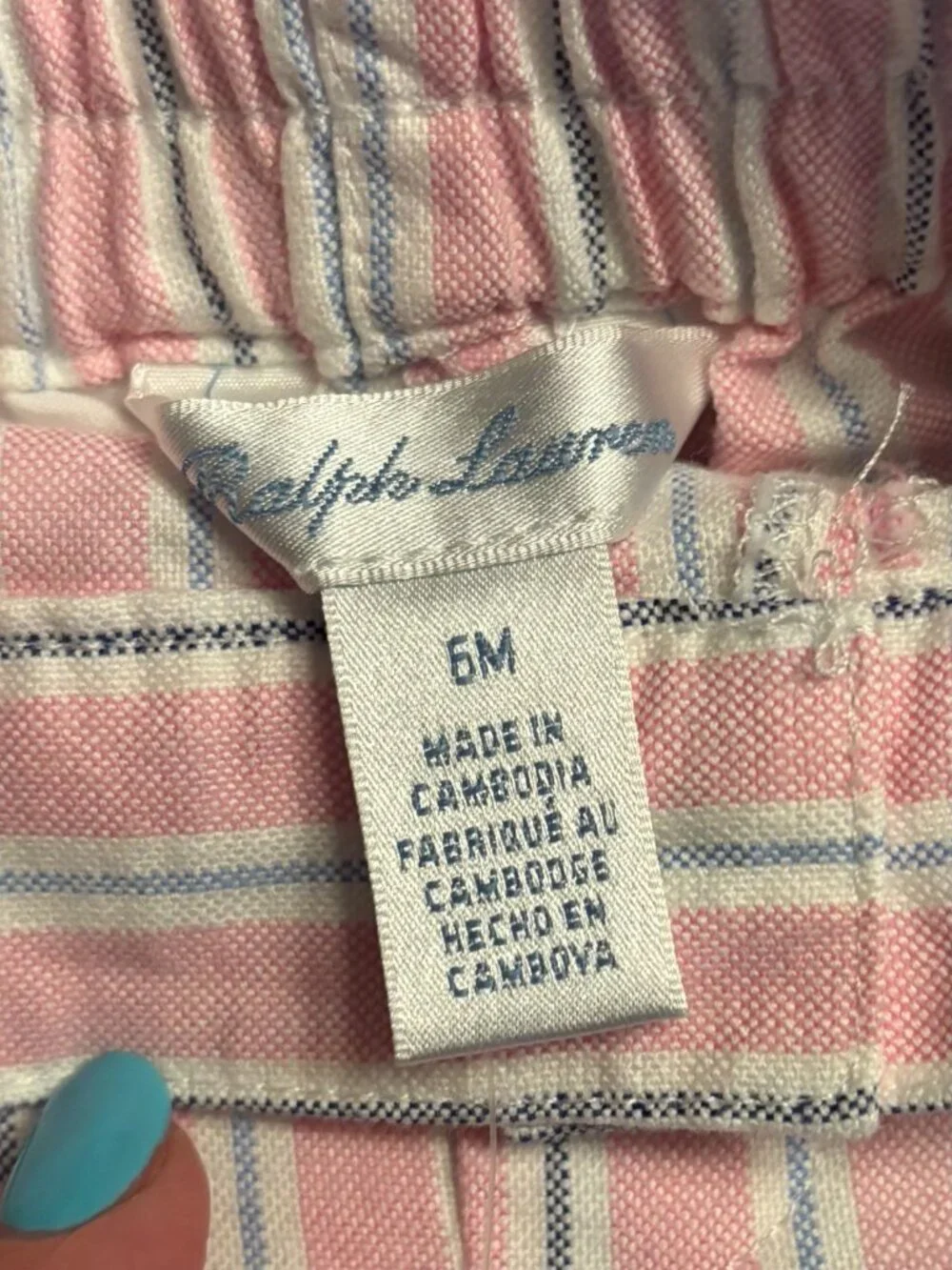 Polo Ralph Lauren Baby 2PC Oxford Mesh Polo & Striped Shorts Set 6M and NWT